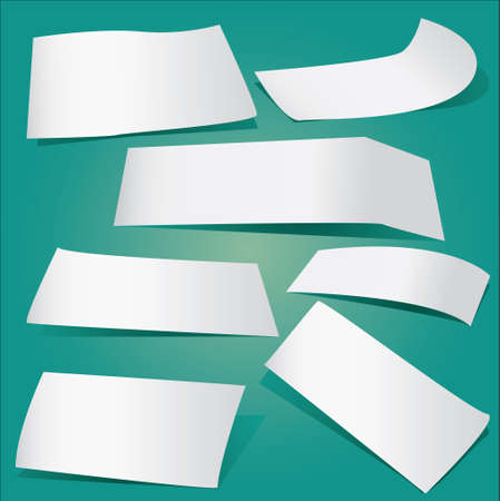 Vector illustration of Pieces of papers collection on greenish backgroundのイラスト素材