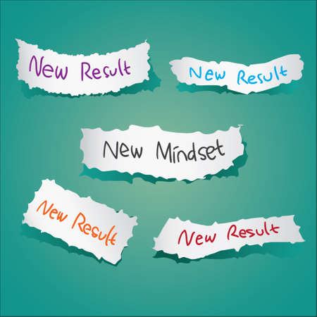Motivational concept. Vector illustration of torn papers with the words New Mindset New Results written on itのイラスト素材