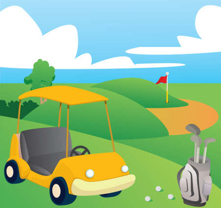 Vector illustration of Golf Course on happy dayのイラスト素材