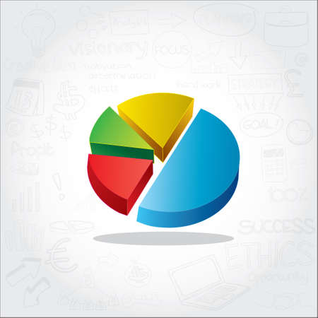 Vector illustration of circle pie chart info graphic on white background with transparent doodle patternのイラスト素材