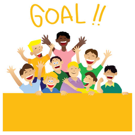 Vector illustration of Supporters Celebrating Victory of their sport team isolated on whiteのイラスト素材