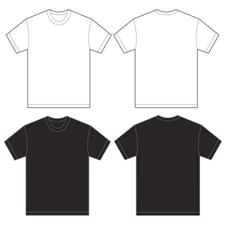 Vector illustration of black and white shirt, isolated front and back design template for menのイラスト素材
