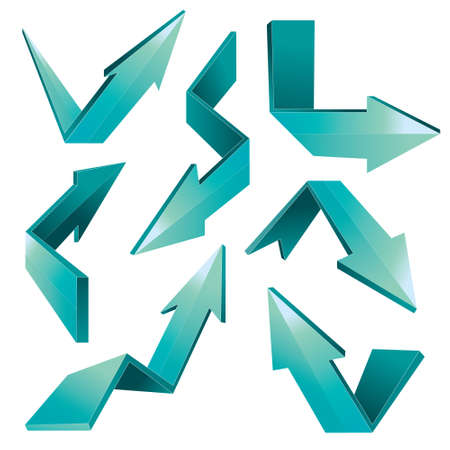Vector illustration of 3d folded arrows in blue color isolated on whiteのイラスト素材