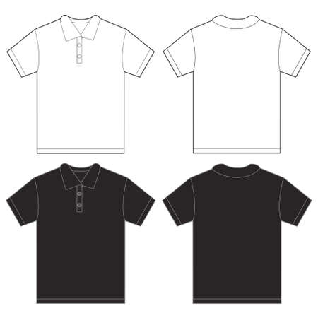 Vector illustration of black and white polo shirt ...