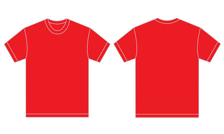 Vector illustration of red shirt, isolated front and back design template for menのイラスト素材