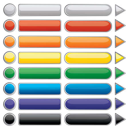 Vector illustration of Glowing Button Icons in many color isolated on whiteのイラスト素材