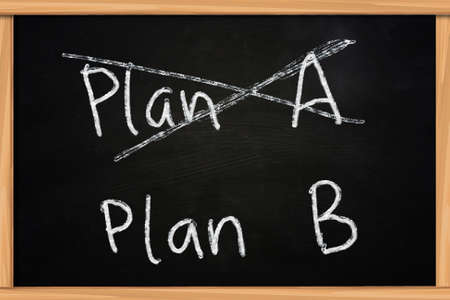 Chalk drawing on blackboard of Plan A and Plan B conceptの写真素材