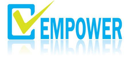 Business concept, vector illustration of Empower text with reflection isolated on whiteのイラスト素材