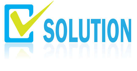 Business concept, vector illustration of Solution text with reflection isolated on whiteのイラスト素材