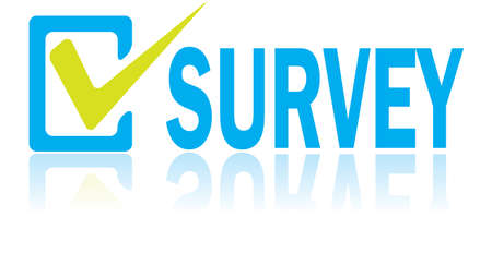 Business concept, vector illustration of Survey text with reflection isolated on whiteのイラスト素材