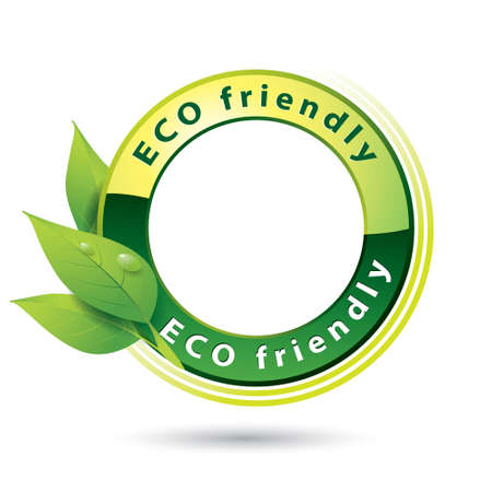 Vector illustration of Eco Friendly Logo with green leaves and blank space in the middle, isolated on whiteのイラスト素材