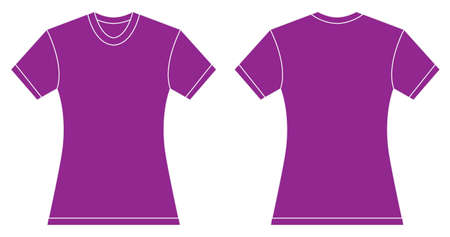 Vector illustration of women purple shirt, front and back design, isolated on whiteの写真素材