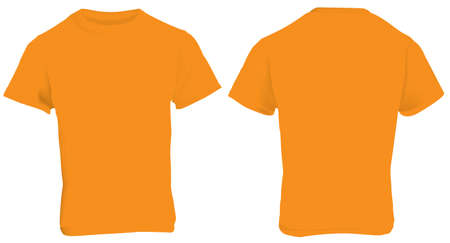 illustration of blank orange men t-shirt template, front and back design isolated on whiteのイラスト素材
