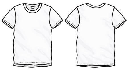 Vector illustration of white short sleeved t-shirt, isolated front and back design template for menのイラスト素材