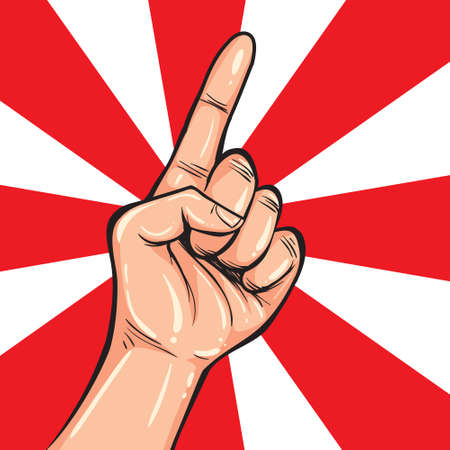 Hand gesture showing number one. Simple doodle hand drawn style Vector illustration.のイラスト素材