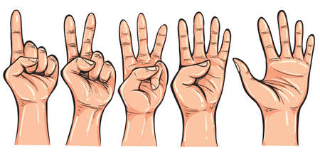 Set of hand gestures showing numbers icon.のイラスト素材