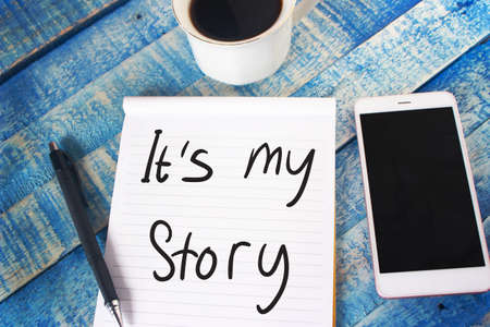 It is My Story. Motivational inspirational quotes words. Wooden backgroundの写真素材
