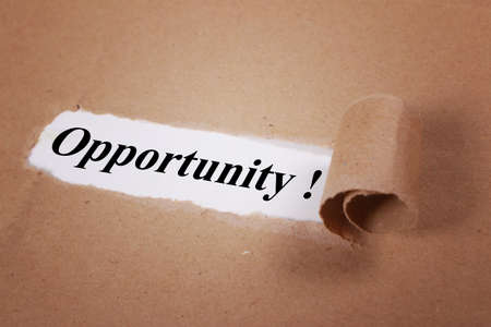 Opportunity. Motivational inspirational quotes words. Colorful Paper with blurred backgroundの写真素材