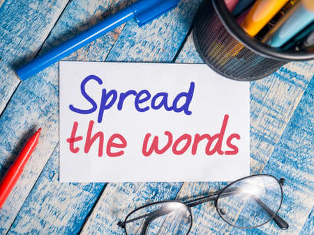 Spread the Words, business motivational inspirational quotes, words typography top view lettering...