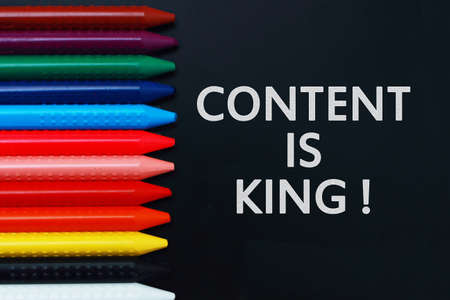 Content is King, internet social media motivation inspirational quotes, words typography top view lettering conceptの写真素材