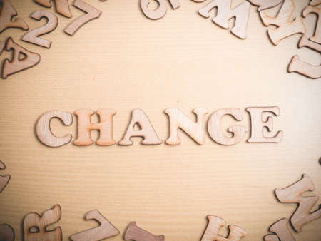 Change. Motivational internet business words quotes, wooden lettering typography conceptの写真素材
