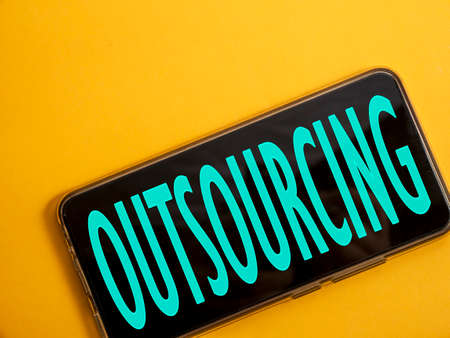 Outsourcing, business motivational inspirational quotes, words typography lettering concept