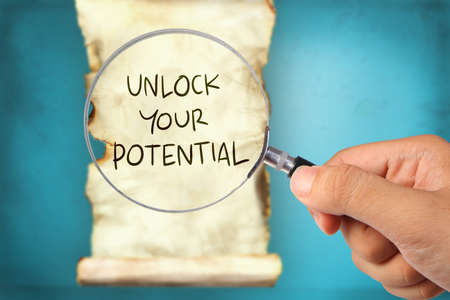 Unlock Your Potential, business motivational inspirational quotes, words typography conceptの写真素材