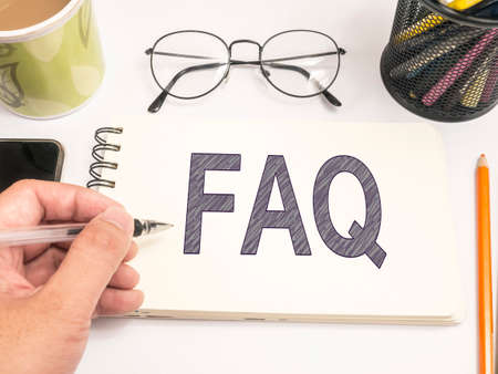 FAQ, Frequently Asked Questions. Motivational internet business words quotes lettering typography conceptの写真素材