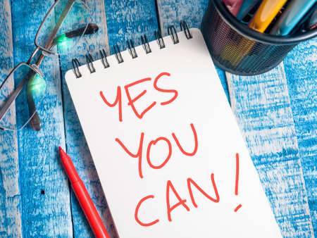 Yes You Can, business motivational inspirational quotes, words typography lettering concept