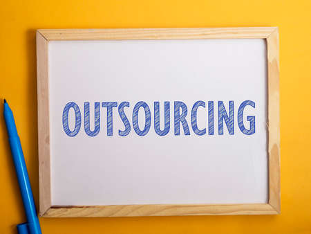 Outsourcing, business motivational inspirational quotes, words typography lettering concept