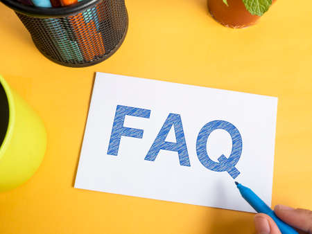 FAQ, Frequently Asked Questions. Motivational internet business words quotes lettering typography conceptの写真素材
