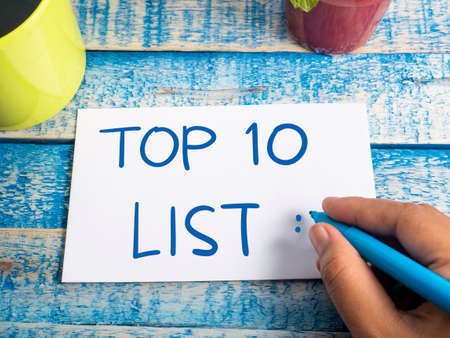 Top 10 List, business motivational inspirational quotes, words typography top view lettering conceptの写真素材