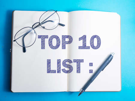 Top 10 List, business motivational inspirational quotes, words typography top view lettering conceptの写真素材