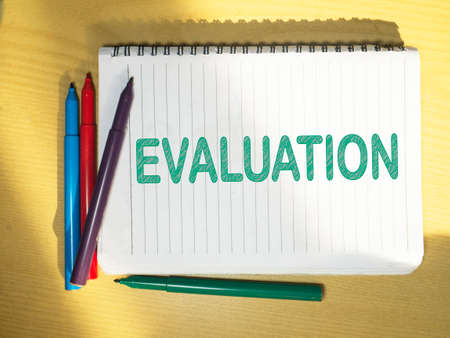 Evaluation, business audit monitoring review quotes, words typography lettering conceptの写真素材