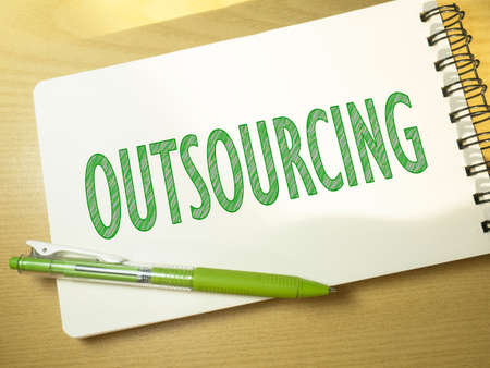 Outsourcing, business motivational inspirational quotes, words typography lettering concept