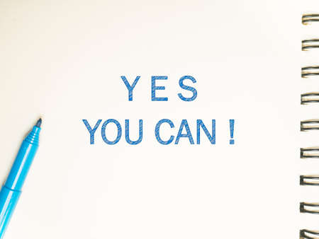 Yes You Can, business motivational inspirational quotes, words typography lettering conceptの写真素材