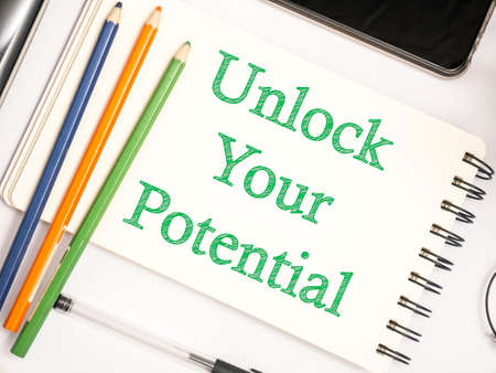 Unlock Your Potential, business motivational inspirational quotes, words typography conceptの写真素材