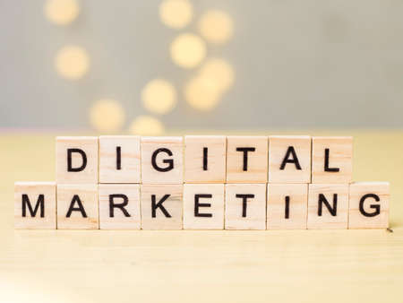 Digital Marketing,, business motivational inspirational finance quotes, wooden words typography lettering conceptの写真素材