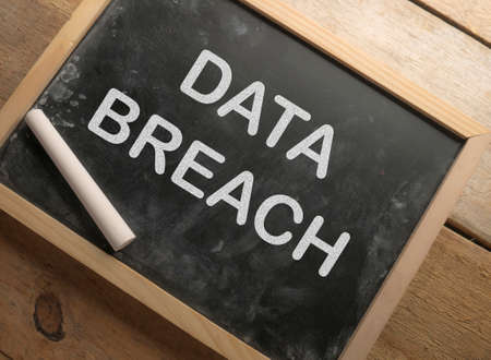 Data breach, internet crime words quotes typography lettering conceptの写真素材