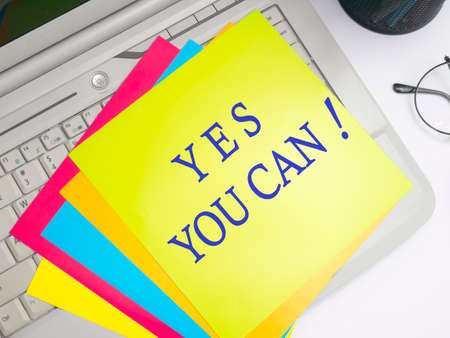 Yes You Can, business motivational inspirational quotes, words typography lettering conceptの写真素材