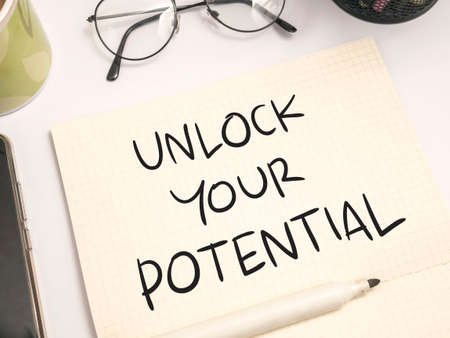 Unlock Your Potential, business motivational inspirational quotes, words typography conceptの写真素材