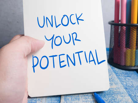 Unlock Your Potential, business motivational inspirational quotes, words typography conceptの写真素材