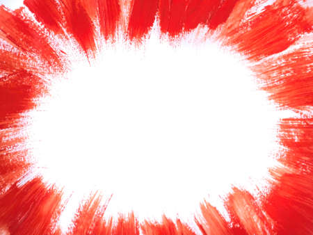 Red acrylic paint stroke isolated on white background, abstract art concept