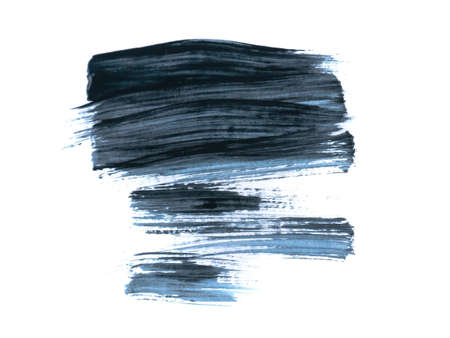 Black acrylic paint stroke isolated on white background, abstract art conceptの写真素材