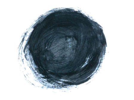 Black acrylic paint stroke isolated on white background, abstract art conceptの写真素材