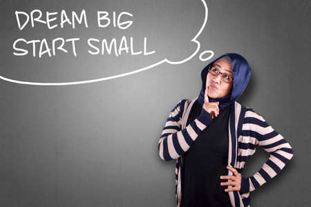 Dream Big Start Small, business motivational inspirational quotes, words typography lettering conceptの写真素材