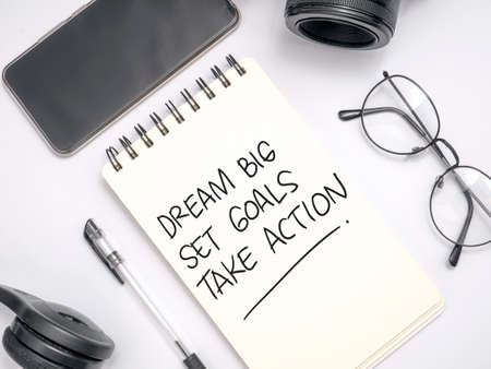 Dream Big Set Goals Take Action words letter. Motivational business typography quotes conceptの写真素材