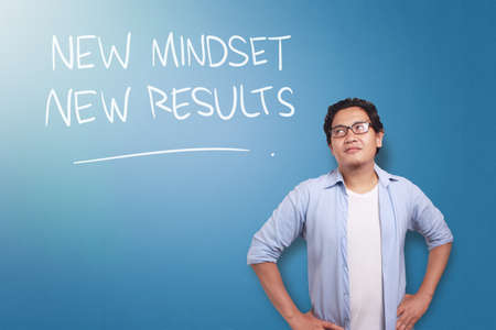 New mindset new results words letter, motivational self development business typography quotes...