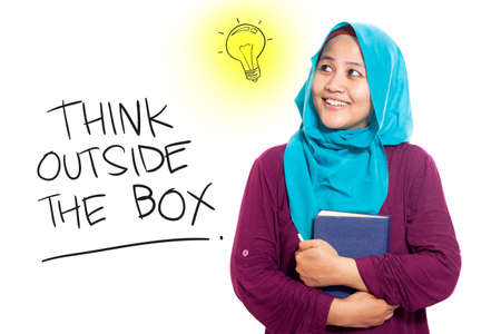 Think Outside The Box, business motivational inspirational quotes, words typography lettering conceptの写真素材