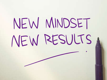 New mindset new results words letter, motivational self development business typography quotes conceptの写真素材